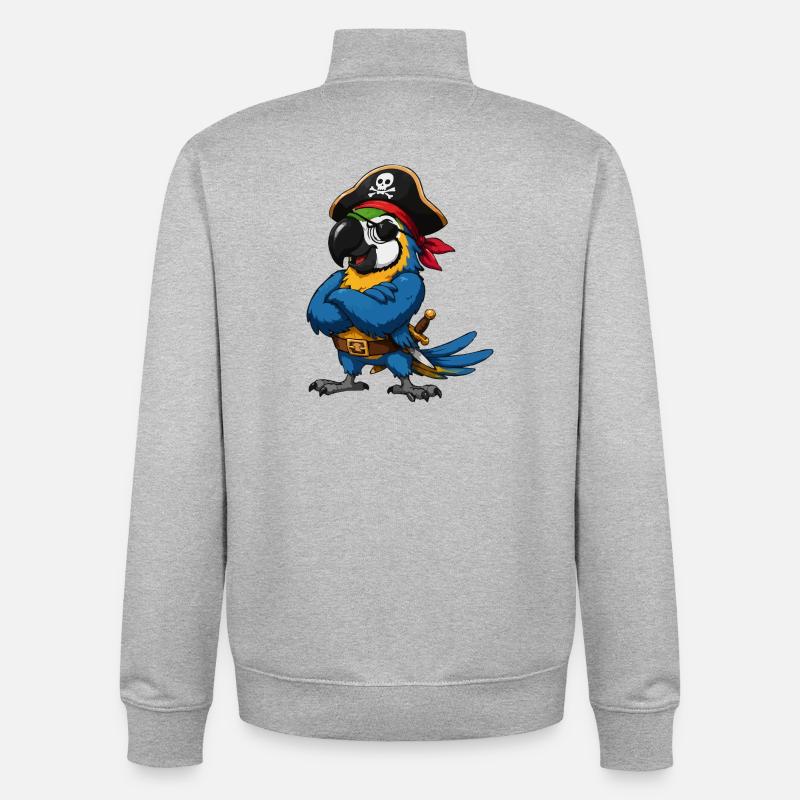 Piratenvogel mit Augenklappe - Unisex Organic Zip Sweatshirt von Stanley/Stella - Grau meliert