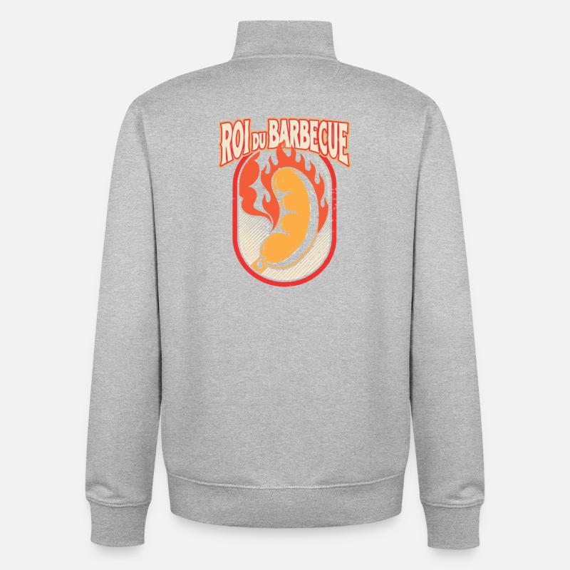 Fire Barbecue King - Unisex Organic Zip Sweatshirt by Stanley/Stella - heather grey