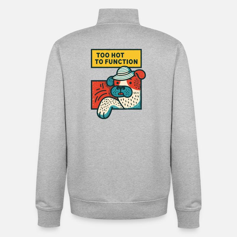Too Hot to Function Bulldog - Unisex Organic Zip Sweatshirt von Stanley/Stella - Grau meliert