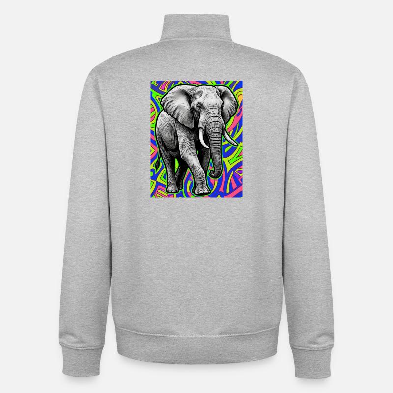 éléphant - Sweat zippé unisexe en coton bio Stanley/Stella - gris chiné