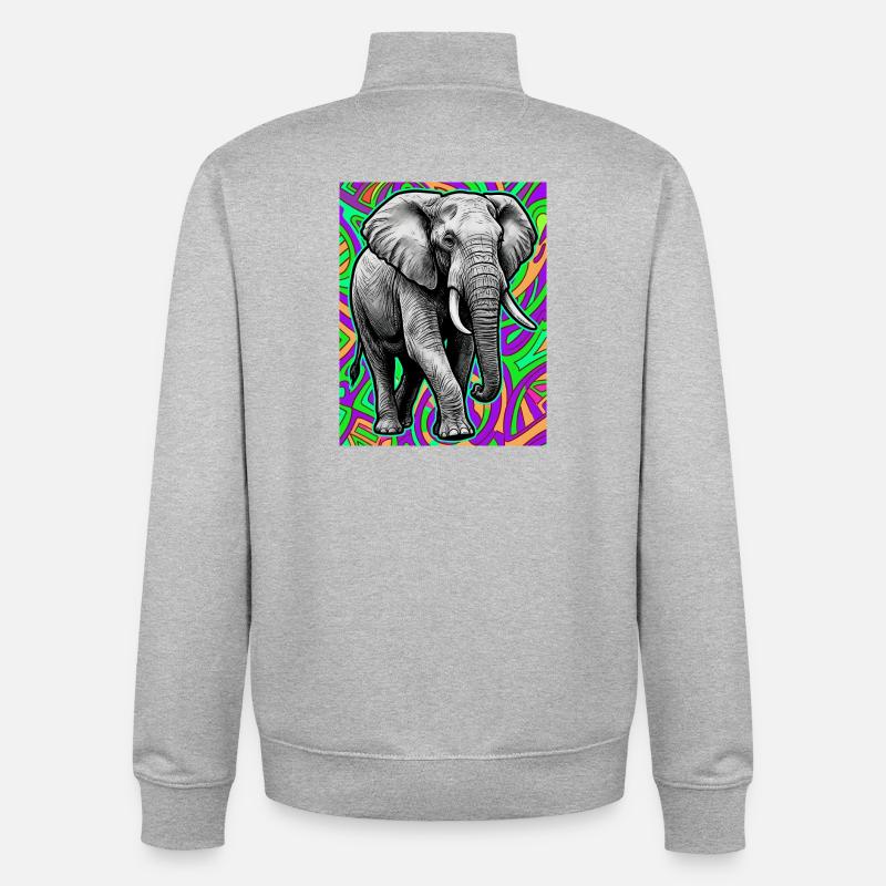 éléphant - Sweat zippé unisexe en coton bio Stanley/Stella - gris chiné