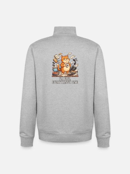 I'm Fine, Everything's Fine - Unisex Organic Zip Sweatshirt by Stanley/Stella - heather grey
