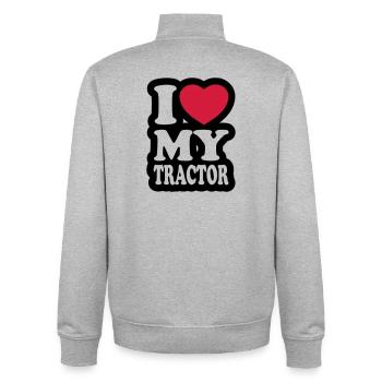 I love my tractor - Unisex Organic Zip Sweatshirt by Stanley/Stella - heather grey - Back - AI Model Male 185 light (185cm)