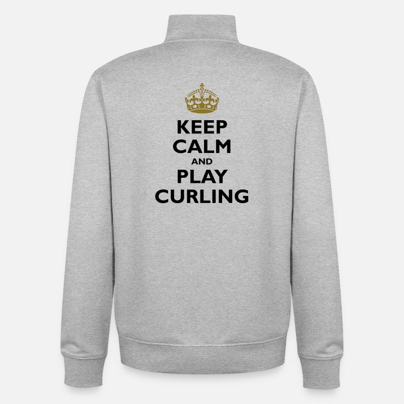Keep calm and play curling - Unisex Organic Zip Sweatshirt by Stanley/Stella - heather grey