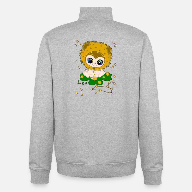 sternzeichen_leo - Sweat zippé unisexe en coton bio Stanley/Stella - gris chiné