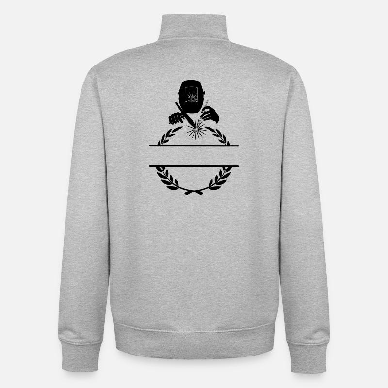 Schweißerlogo transparent mit Lorbeerkranz - Unisex Organic Zip Sweatshirt von Stanley/Stella - Grau meliert
