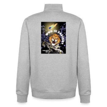 Gamer Tiger Big City Who is faster? Meteorite - Unisex Organic Zip Sweatshirt by Stanley/Stella - heather grey - Back - AI Model Male 185 light (185cm)