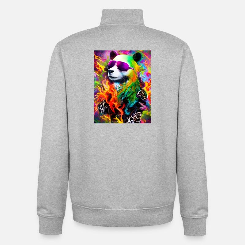 Regenbogen Panda Sonnenbrille - Unisex Organic Zip Sweatshirt von Stanley/Stella - Grau meliert