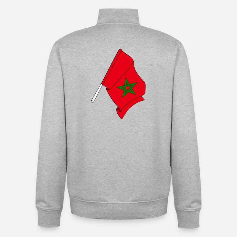 Drapeau du Maroc - Sweat zippé unisexe en coton bio Stanley/Stella - gris chiné