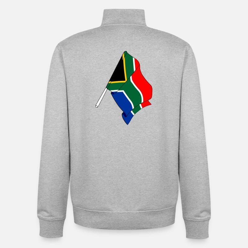 Drapeau Afrique du Sud - Sweat zippé unisexe en coton bio Stanley/Stella - gris chiné
