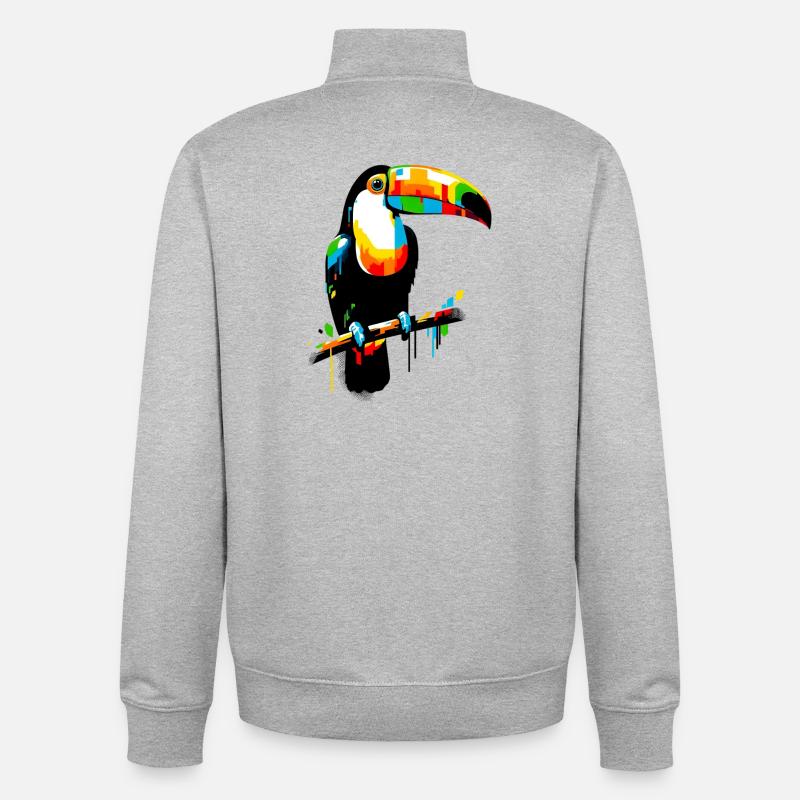 Toucan - Sweat zippé unisexe en coton bio Stanley/Stella - gris chiné