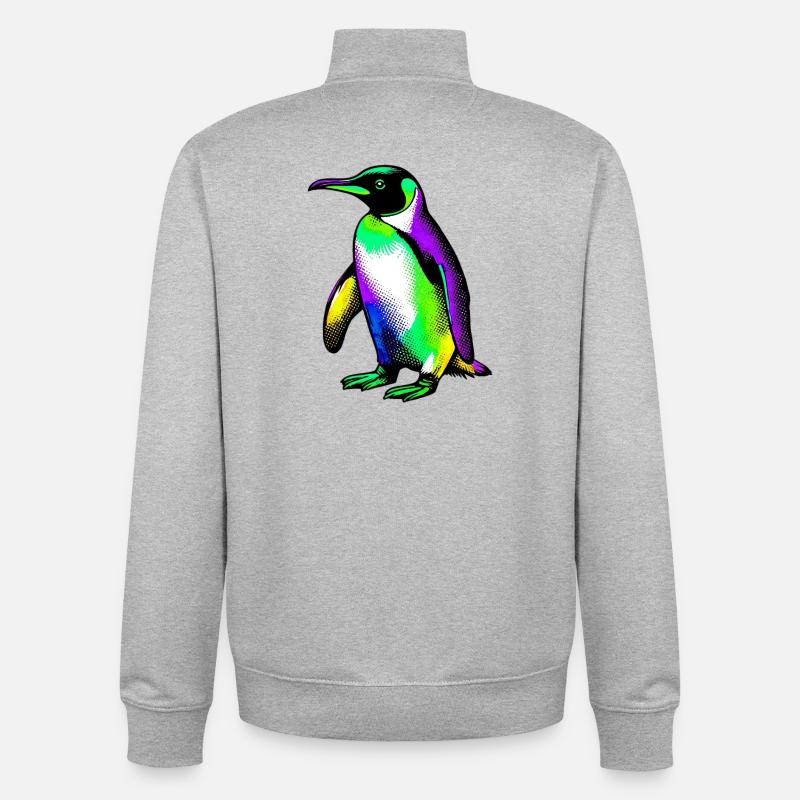 Penguin - Unisex Organic Zip Sweatshirt by Stanley/Stella - heather grey