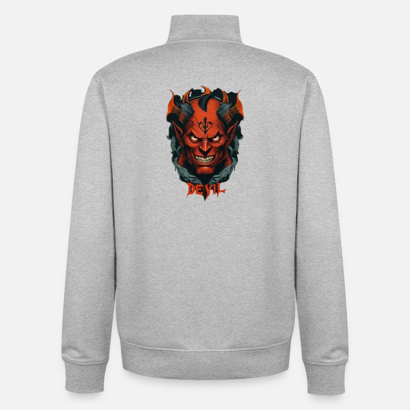 Devil - Sweat zippé unisexe en coton bio Stanley/Stella - gris chiné