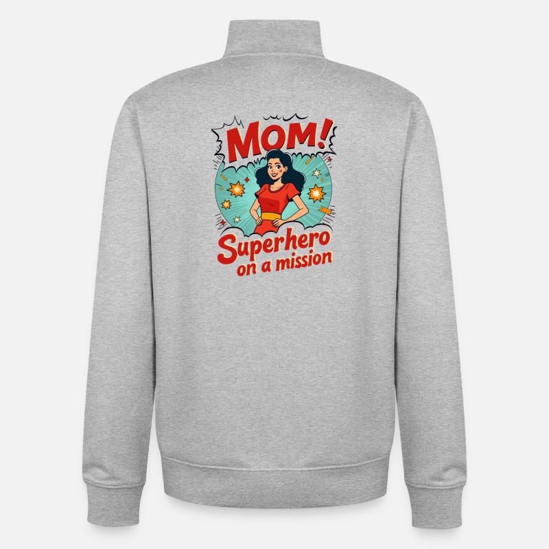 Mutter, Superheldin auf einer Mission ! - Unisex Organic Zip Sweatshirt von Stanley/Stella - Grau meliert