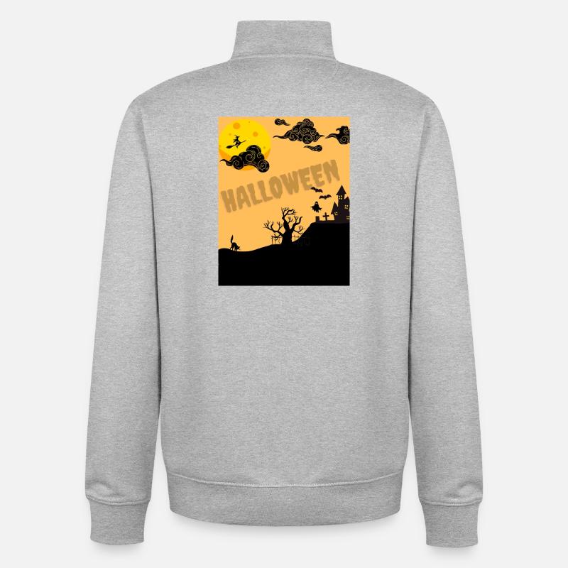 Halloween Silhouette von Moon - Unisex Organic Zip Sweatshirt von Stanley/Stella - Grau meliert