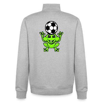Frosch Fußball Kopfball Köpfer Ball Spielen Kröte - Unisex Organic Zip Sweatshirt von Stanley/Stella - Grau meliert - Hinten - AI Model Male 185 light (185cm)