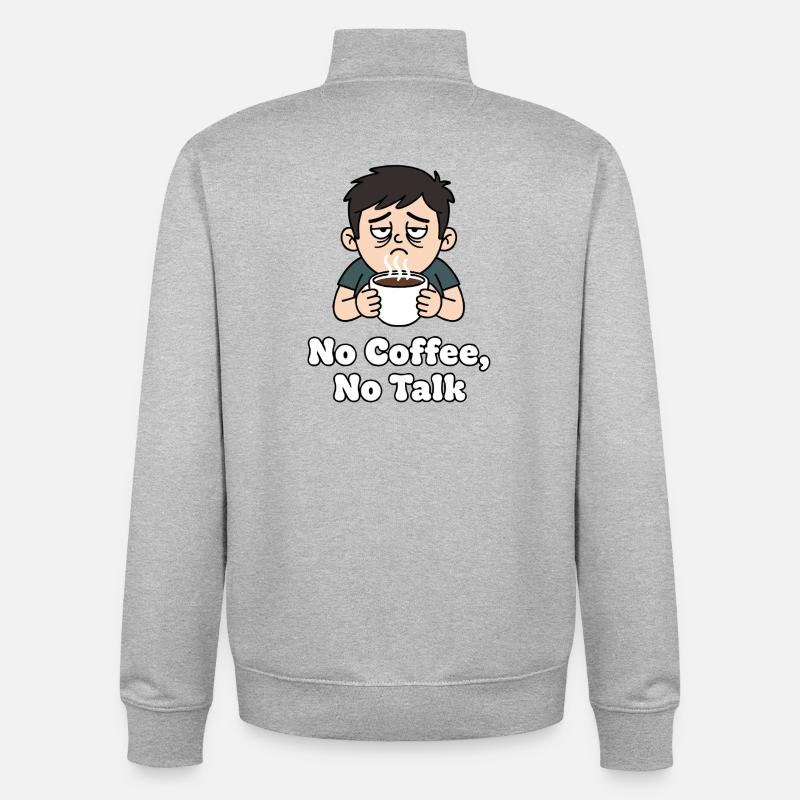 Pas de café, pas de discussion - Sweat zippé unisexe en coton bio Stanley/Stella - gris chiné