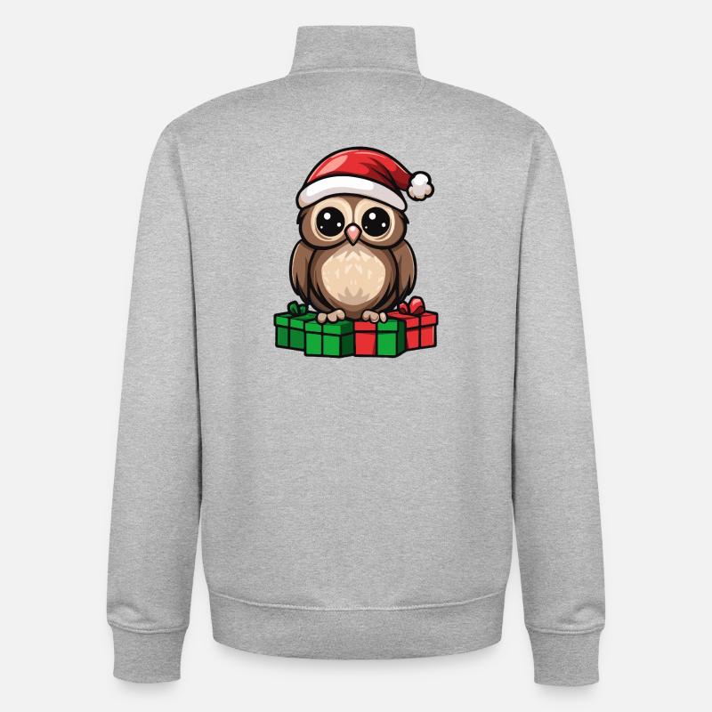 Cadeaux de Noël pour Hibou - Sweat zippé unisexe en coton bio Stanley/Stella - gris chiné