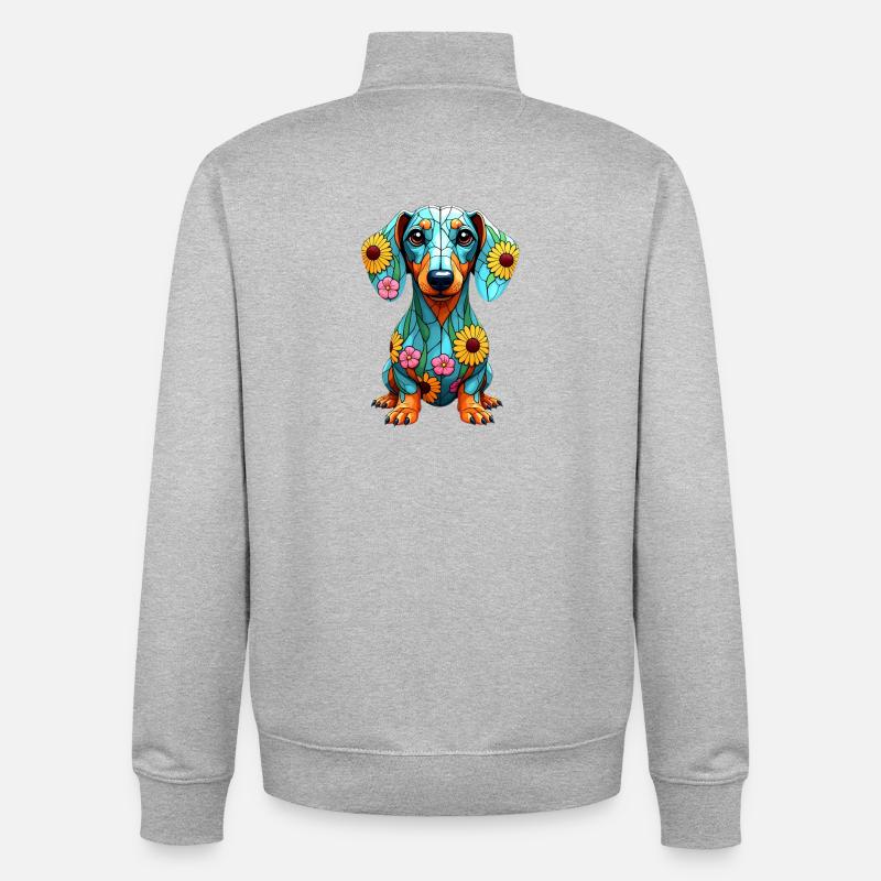 Dackel teckel teckel tekel - Sweat zippé unisexe en coton bio Stanley/Stella - gris chiné