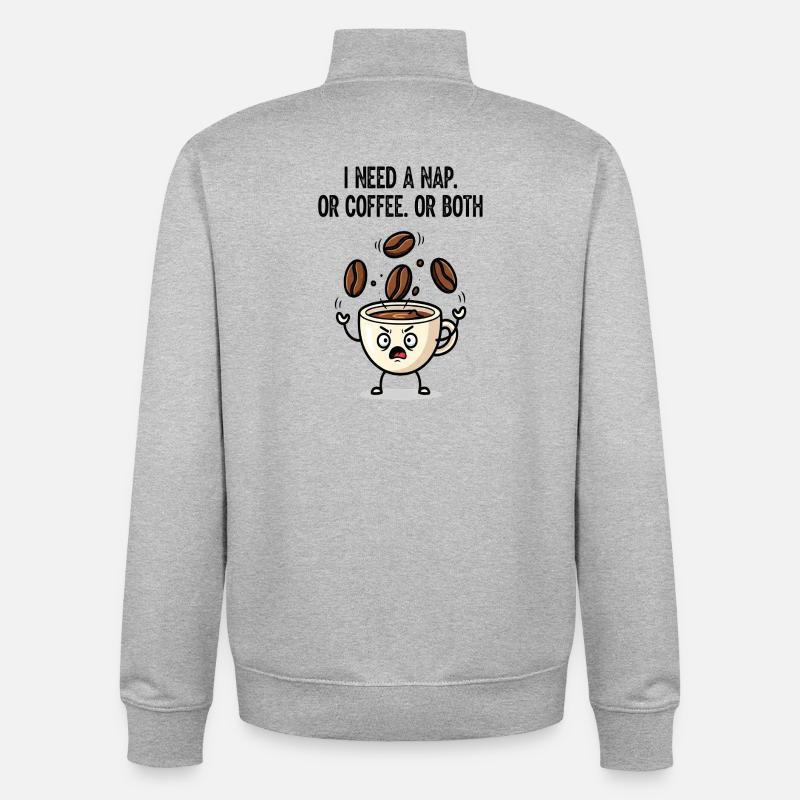 Nickerchen oder Kaffeetassen-Stimmung - Unisex Organic Zip Sweatshirt von Stanley/Stella - Grau meliert