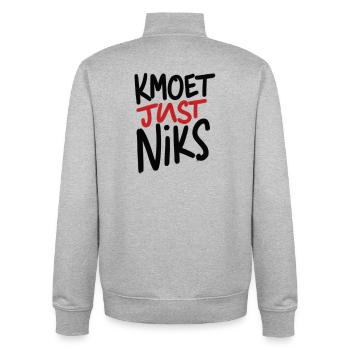 Just Niks Graffiti Rouge Noir - Sweat zippé unisexe en coton bio Stanley/Stella - gris chiné - Dos - AI Model Male 185 light (185cm)