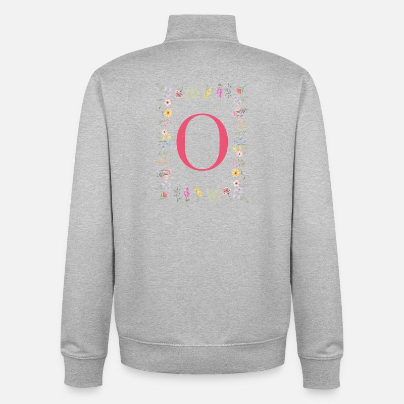 Florale Initialen "O", Buchstaben Monogramm  - Unisex Organic Zip Sweatshirt von Stanley/Stella - Grau meliert