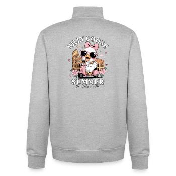 Été drôle et idiot de l’oie un peu idiot en Italie - Voyage à Rome - Sweat zippé unisexe en coton bio Stanley/Stella - gris chiné - Dos - AI Model Male 185 light (185cm)