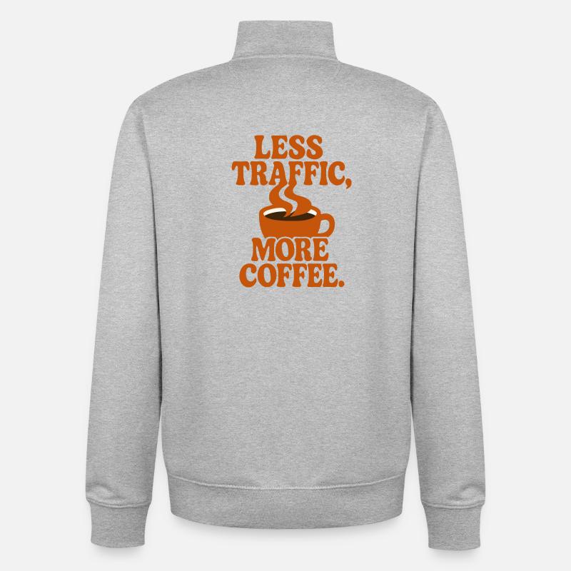 Productivité Caféinée : Zéro Perte de Temps - Unisex Organic Zip Sweatshirt by Stanley/Stella - heather grey