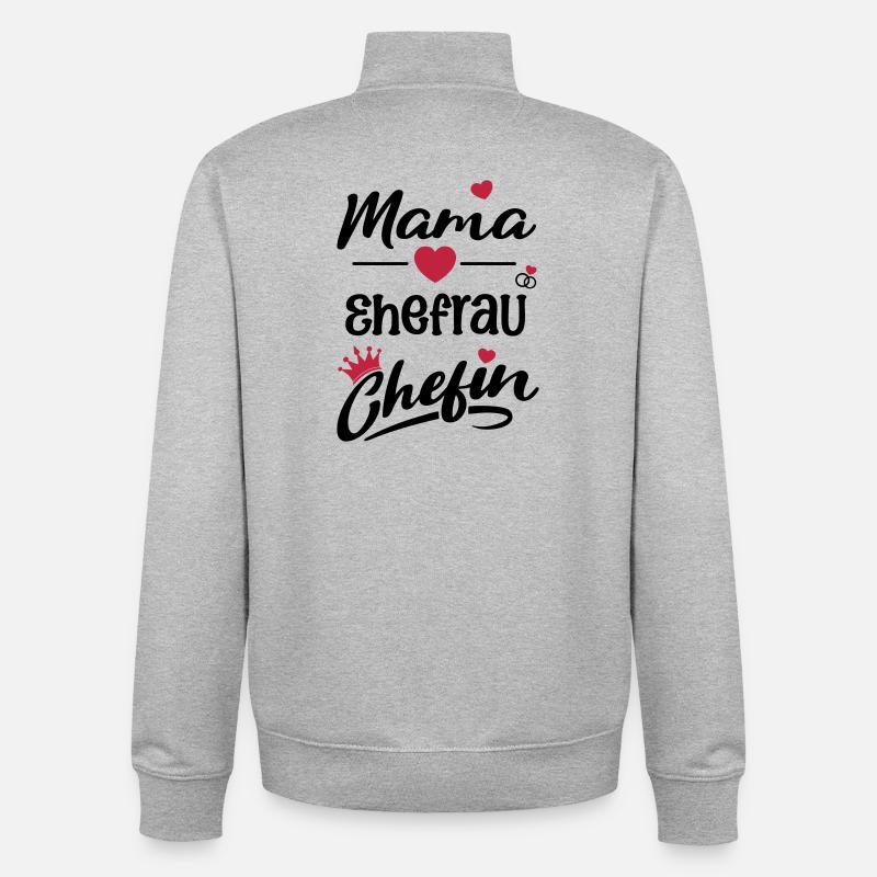 mama_ehefrau_chefin - Unisex Organic Zip Sweatshirt von Stanley/Stella - Grau meliert