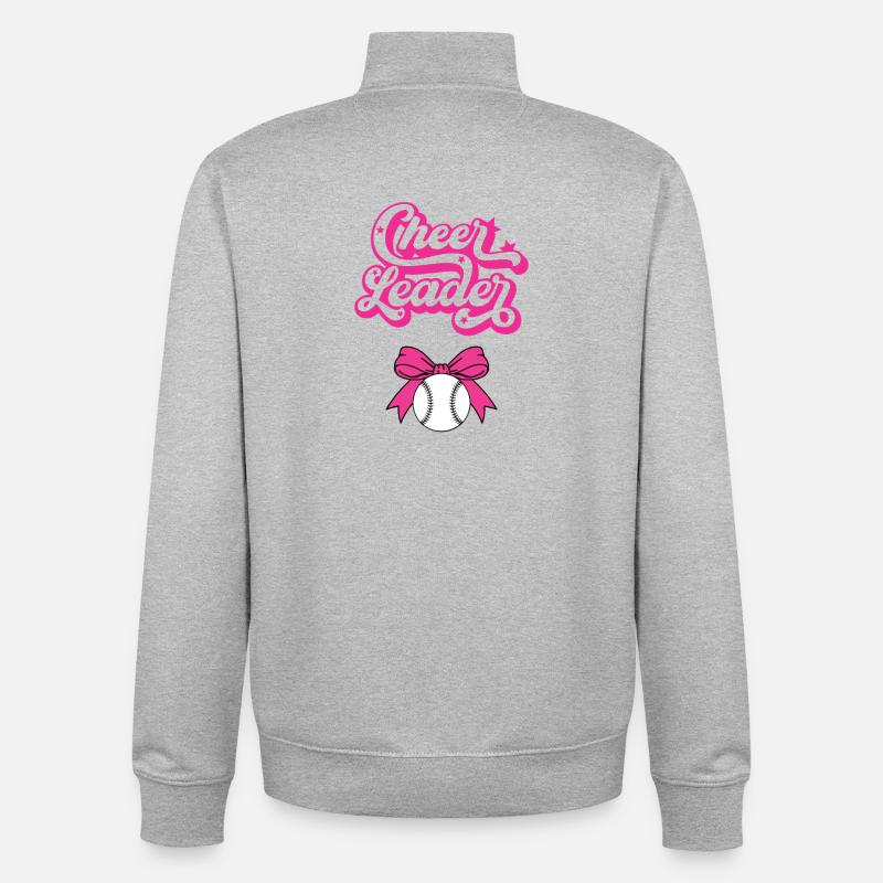 Cheer Leader Bow Baseball Pink - Sweat zippé unisexe en coton bio Stanley/Stella - gris chiné