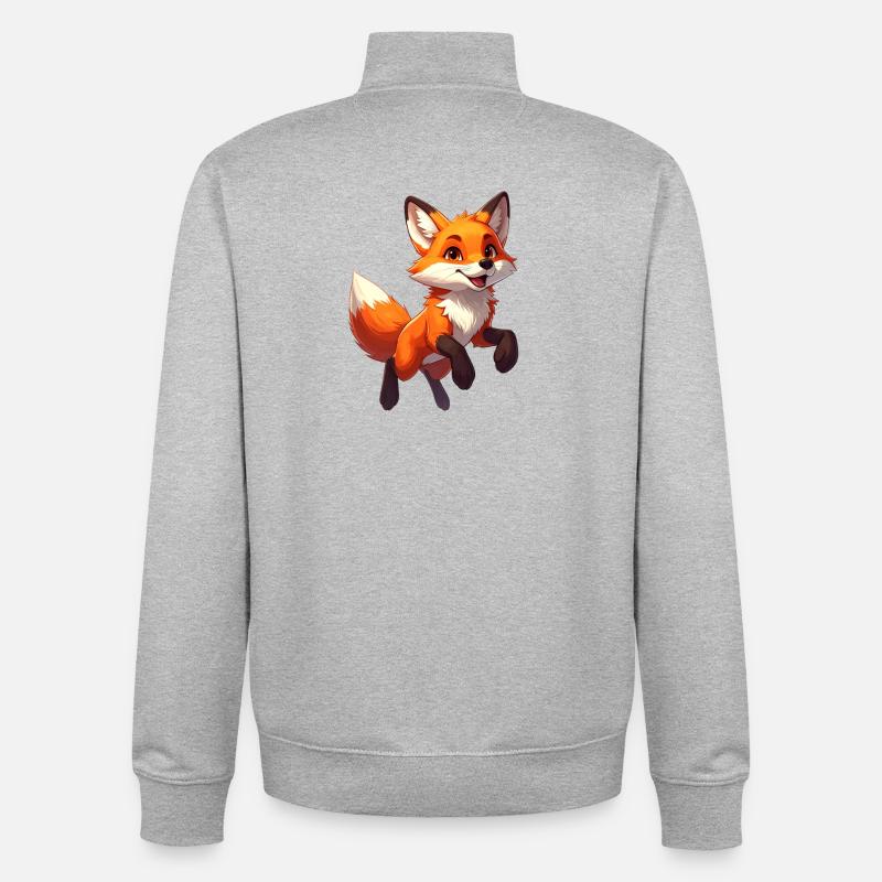 Jumping Fox - Unisex Organic Zip Sweatshirt by Stanley/Stella - heather grey