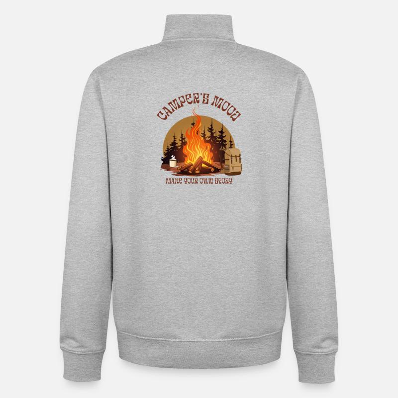 Camper's mood - Unisex Organic Zip Sweatshirt by Stanley/Stella - heather grey