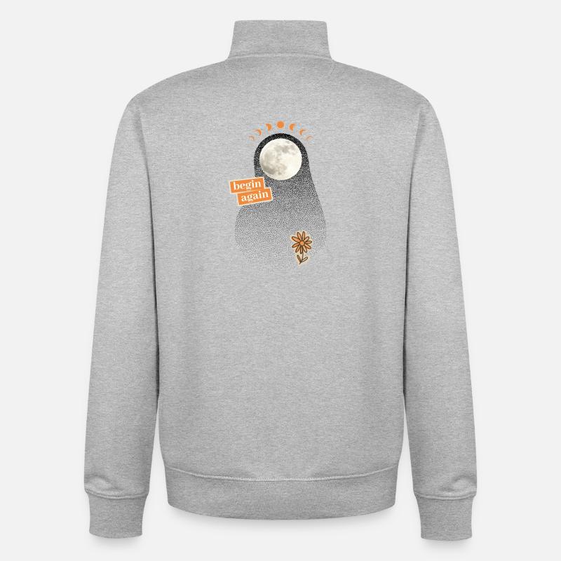 Neuanfang: begin again - Unisex Organic Zip Sweatshirt von Stanley/Stella - Grau meliert