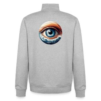 L’œil de marée - Sweat zippé unisexe en coton bio Stanley/Stella - gris chiné - Dos - AI Model Male 185 light (185cm)