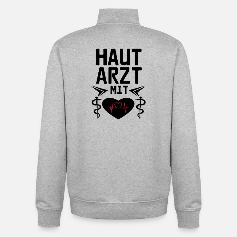 Hautarzt mit Herz Geschenk - Unisex Organic Zip Sweatshirt von Stanley/Stella - Grau meliert