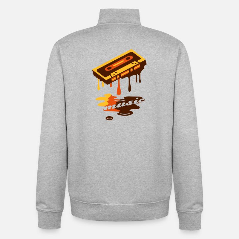 cool cassettes de musique rétro liquide Graffiti - Sweat zippé unisexe en coton bio Stanley/Stella - gris chiné