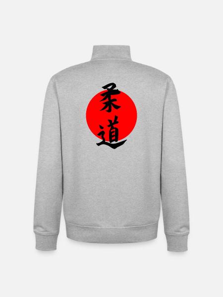 Judo i japansk kanji-skrift med rød sol - Stanley/Stella unisex sweatshirt med lynlås i økologisk - grå meleret