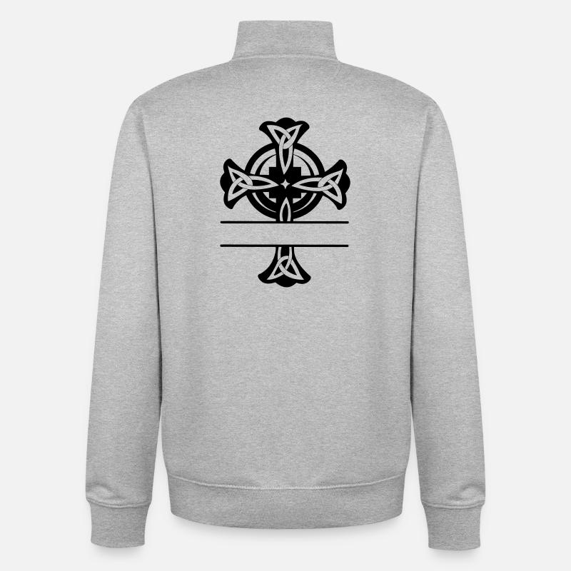 Keltisches Kreuz Logo oder Monogramm - Unisex Organic Zip Sweatshirt von Stanley/Stella - Grau meliert