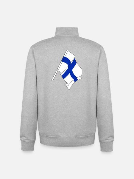 Flag of Finland - Unisex Organic Zip Sweatshirt by Stanley/Stella - heather grey