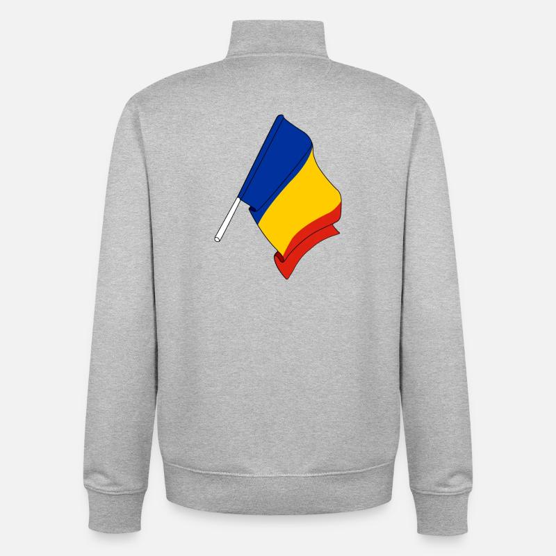 Drapeau Roumanie - Sweat zippé unisexe en coton bio Stanley/Stella - gris chiné
