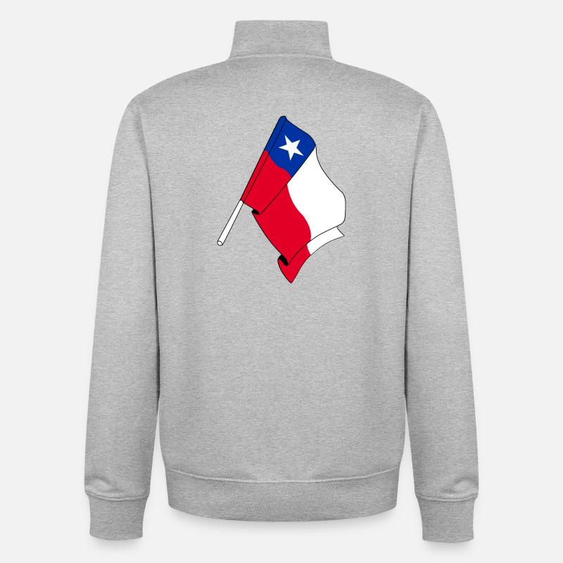 drapeau Chili - Sweat zippé unisexe en coton bio Stanley/Stella - gris chiné