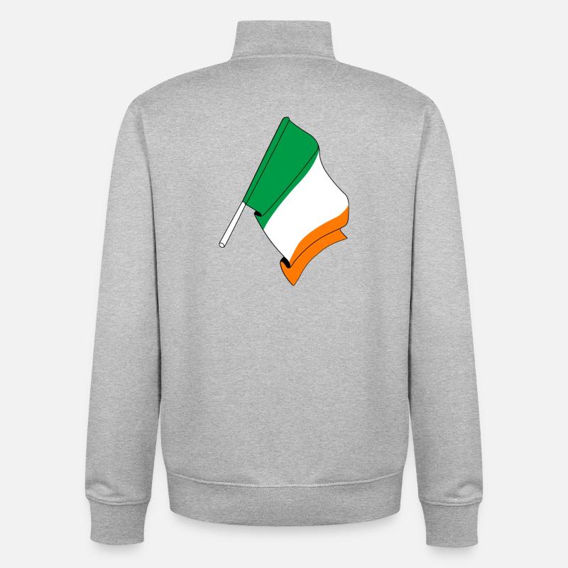 Drapeau de l’Irlande - Sweat zippé unisexe en coton bio Stanley/Stella - gris chiné