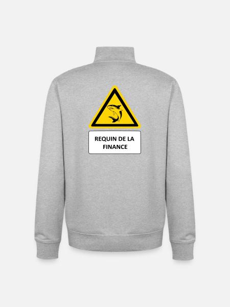 Shark of finance - Unisex Organic Zip Sweatshirt by Stanley/Stella - heather grey
