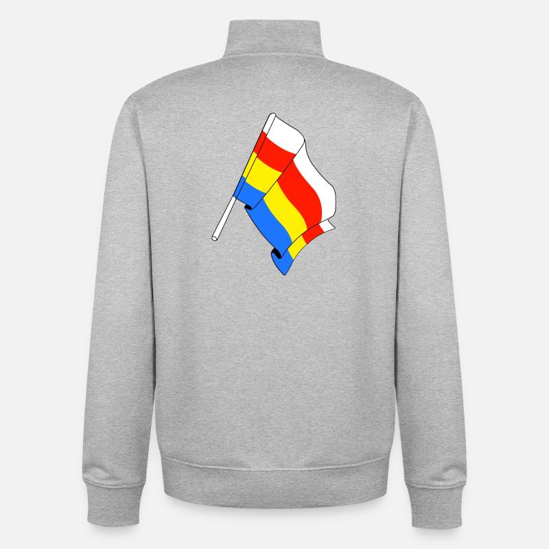 Drapeau : Podlaskie, Pologne - Sweat zippé unisexe en coton bio Stanley/Stella - gris chiné