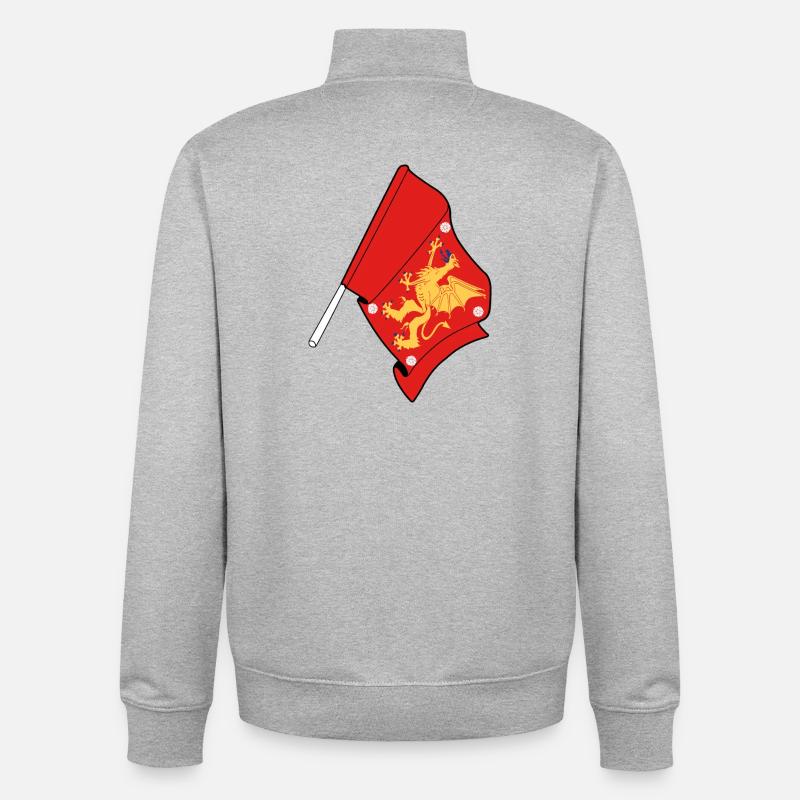 Drapeau du comté d’Östergötland - Sweat zippé unisexe en coton bio Stanley/Stella - gris chiné