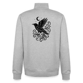 Rauhnächte Rabe mit Mond und Sternen - Unisex Organic Zip Sweatshirt von Stanley/Stella - Grau meliert - Hinten - AI Model Male 185 light (185cm)