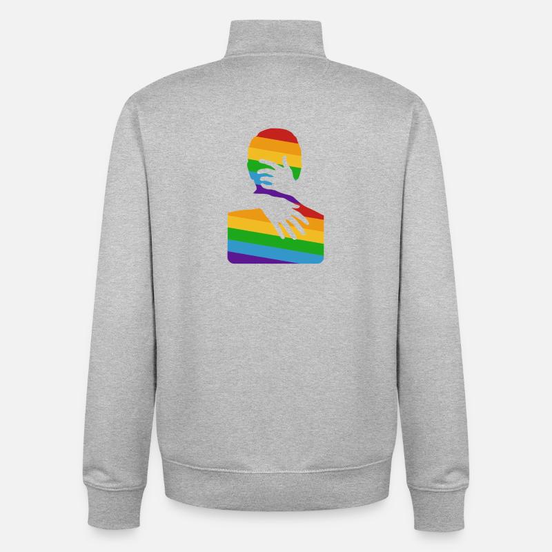 Prends-moi dans tes bras - Sweat zippé unisexe en coton bio Stanley/Stella - gris chiné