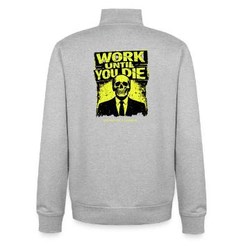 Arbeite Bis Zum Tod Skull - Unisex Organic Zip Sweatshirt von Stanley/Stella - Grau meliert - Hinten - AI Model Male 185 light (185cm)