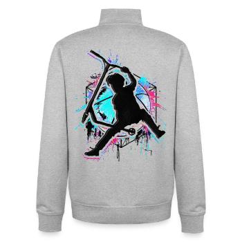 Bunter Stunt Scooter - Farbiger Stuntscooter - Unisex Organic Zip Sweatshirt von Stanley/Stella - Grau meliert - Hinten - AI Model Male 185 light (185cm)