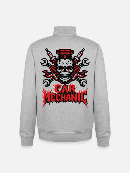 Mécanique automobile Heavy Metal - Sweat zippé unisexe en coton bio Stanley/Stella - gris chiné